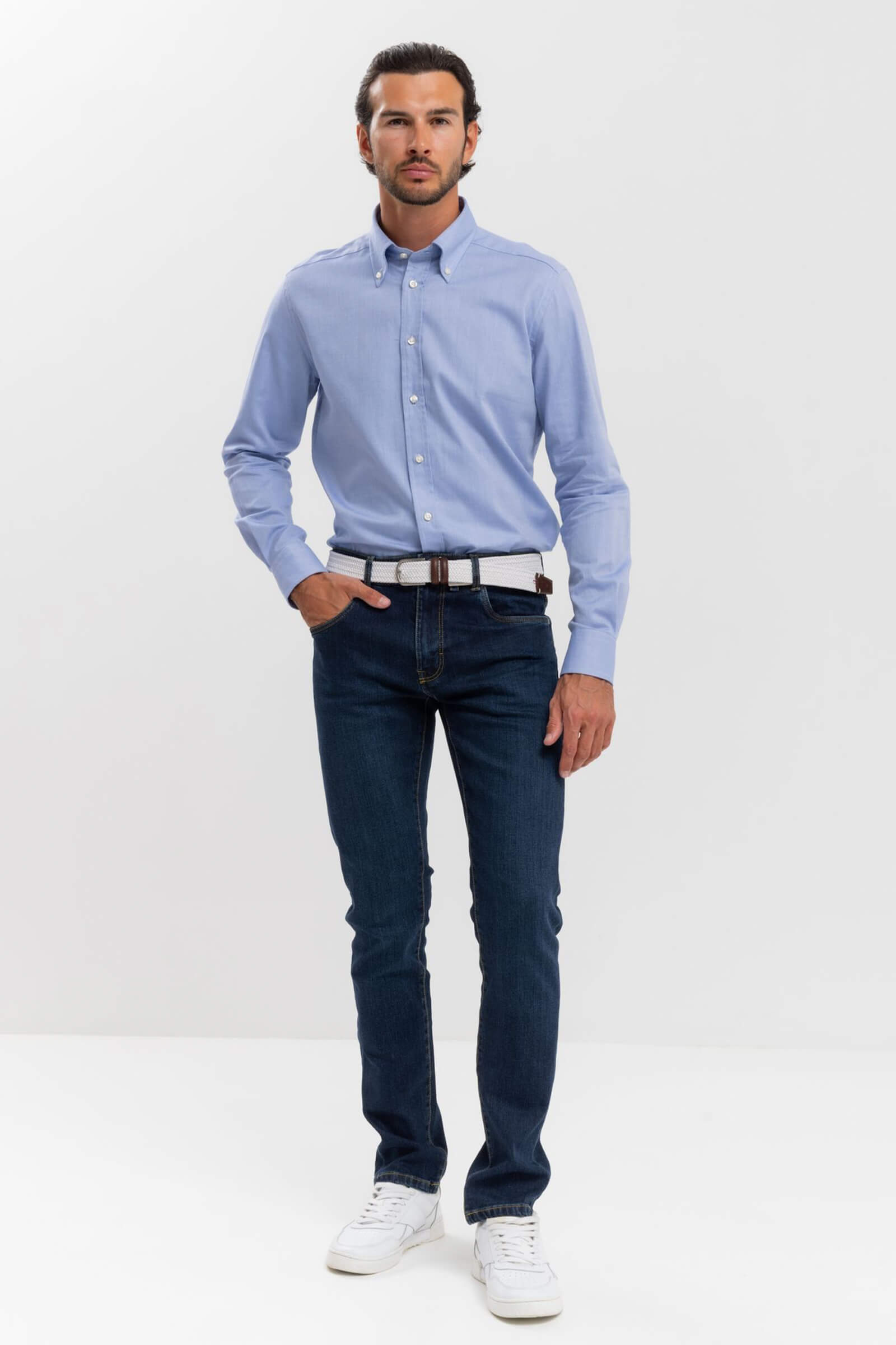 Хлопковая рубашка с воротником баттен-даун Бренд  Изображение 4